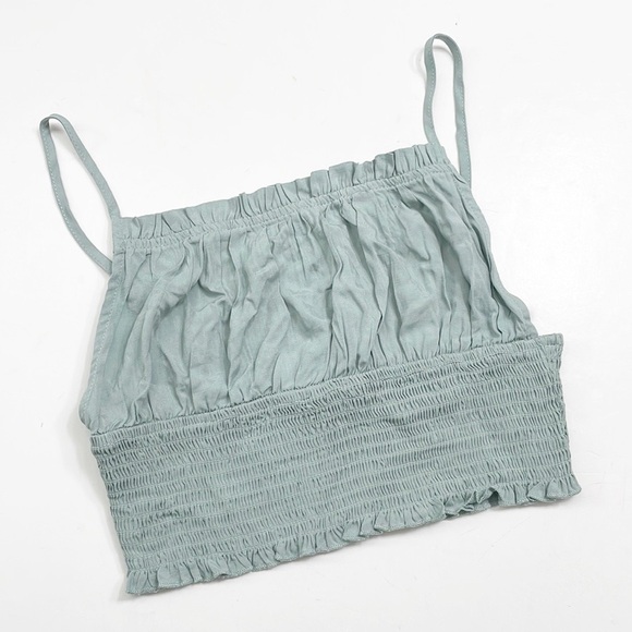 NEW PacSun sage green ruched crop top - Picture 1 of 4